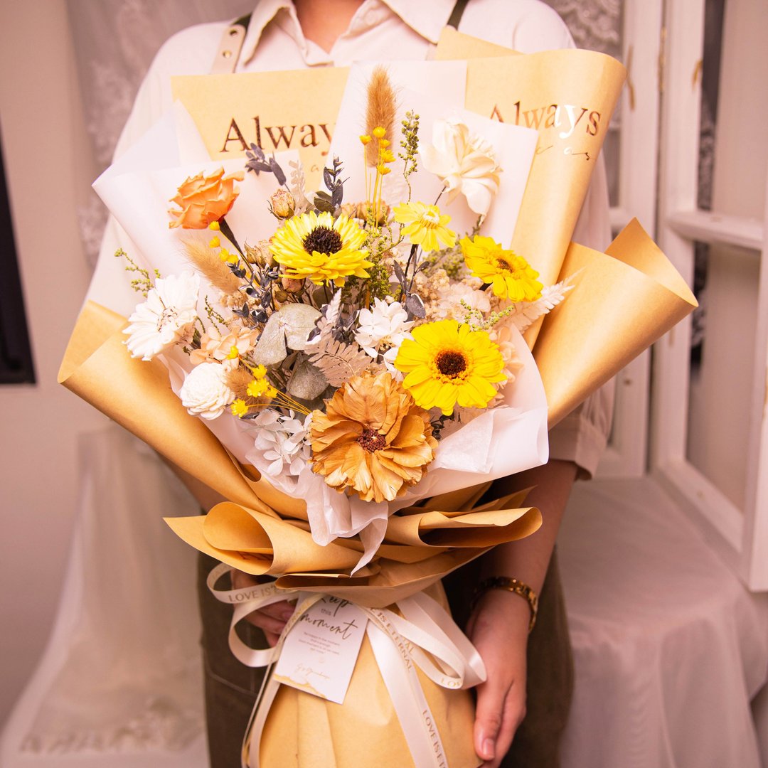 【向日葵】毕业花束 谢师花束 老师礼物 /  永生花 干燥花花束 - 干燥花/捧花 - 植物．花 黄色