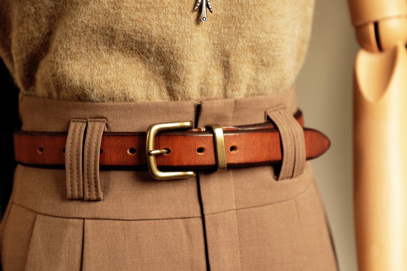 美式复古 头层牛皮铜扣腰带 - 皮带/腰带 - 真皮 多色