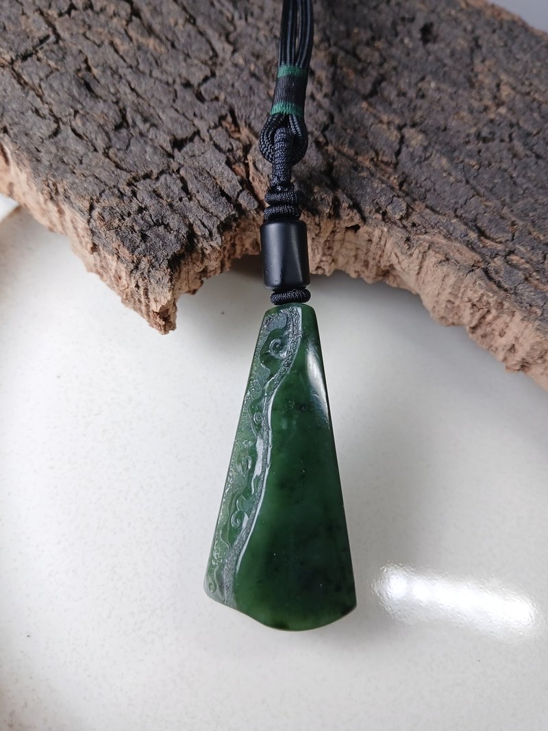 项链 古典编织 加拿大碧玉/中性云纹雕刻项链 - 项链 - 玉石 绿色