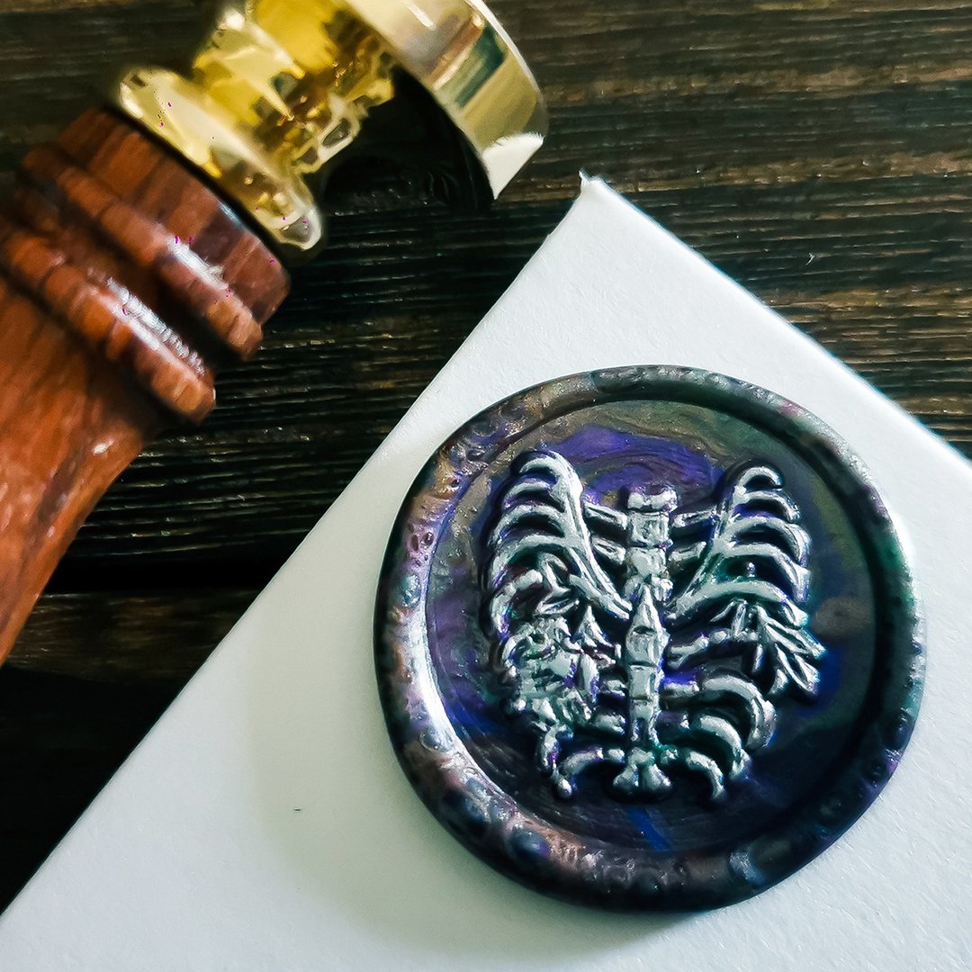 復古火漆印章-玫瑰&骷髏骨 蠟封印章 火漆印章頭 蠟印章 - 印章/印台 - 其他金属 