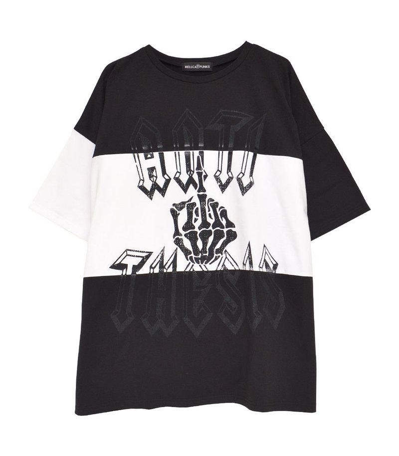 骨手切换大T恤/黑/白/F码/hellcatpunks/hcp-t-0119 - 女装 T 恤 - 聚酯纤维 黑色