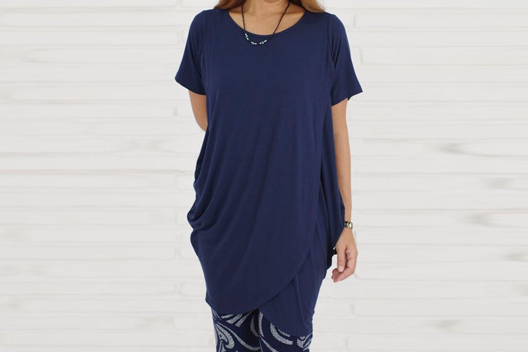 【New color! ] Adult of simple stretch pullover <navy> - 女装上衣 - 其他材质 蓝色