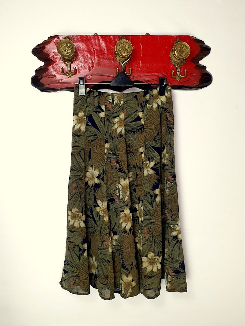 小龟葛葛-经典花草高腰古着裙 - 裙子 - 聚酯纤维 