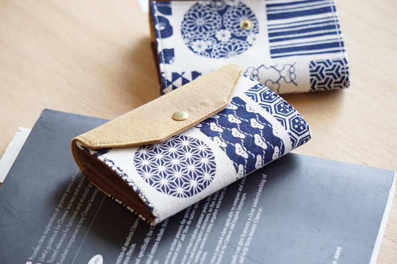 短夹 女-  蓝瓷纹- 零钱卡夹 轻钱包 布钱包 - 皮夹/钱包 - 棉．麻 蓝色