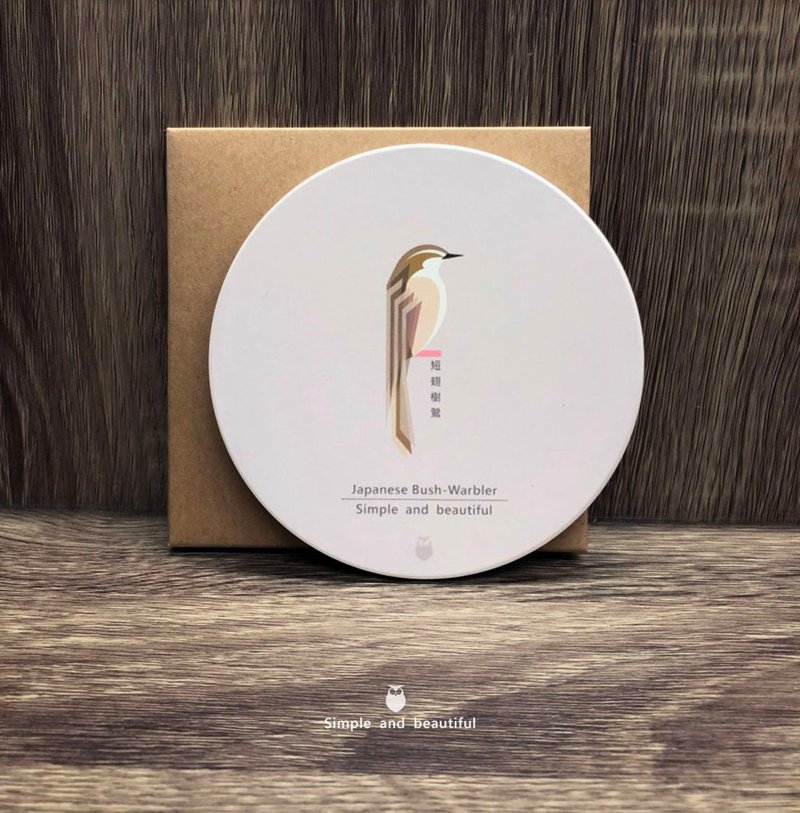 短翅树莺-陶瓷吸水杯垫 - 其他 - 陶 红色