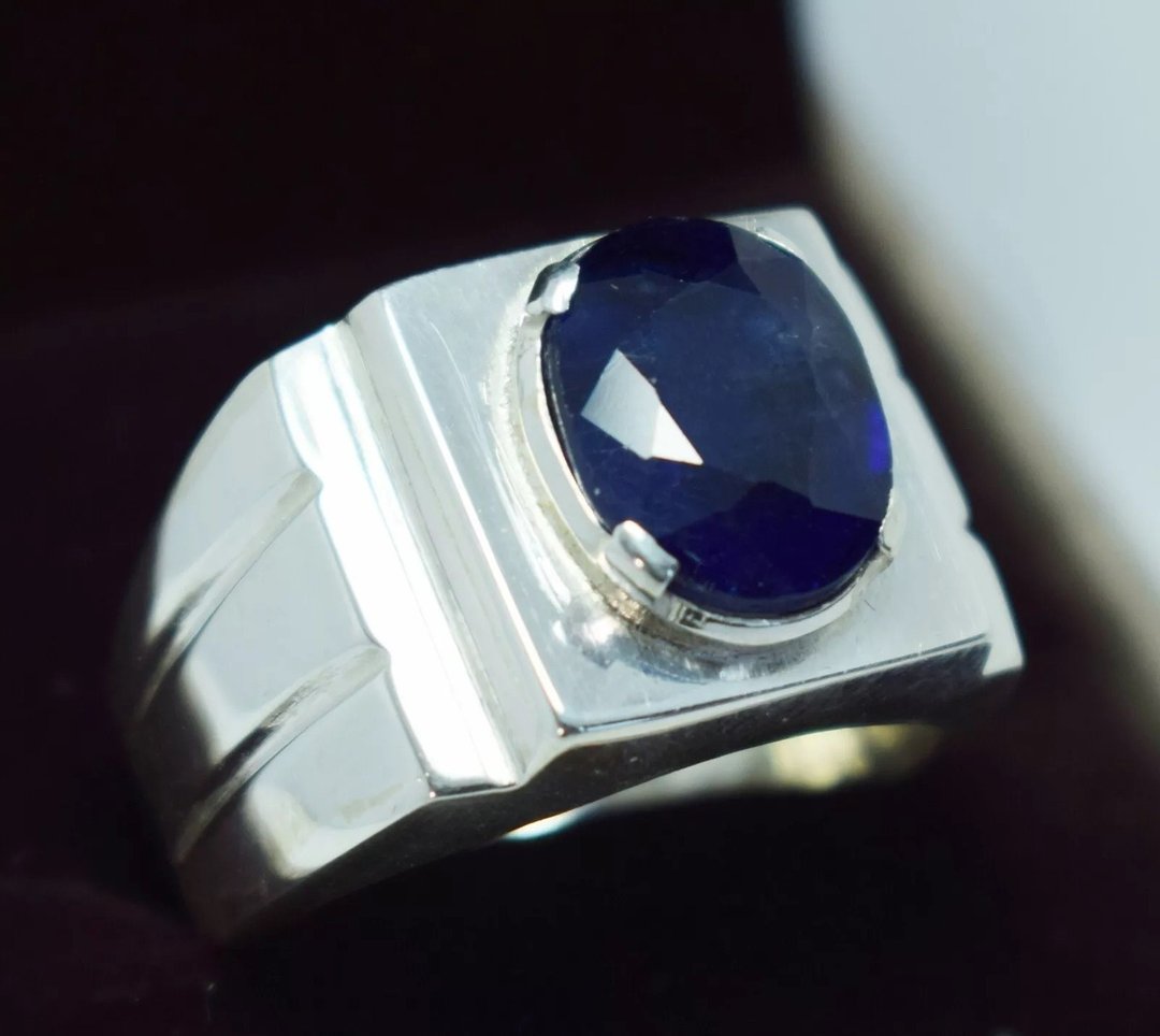 天然蓝宝石 克什米尔蓝宝石饰品 925纯银手工戒指 - 戒指 - 宝石 蓝色