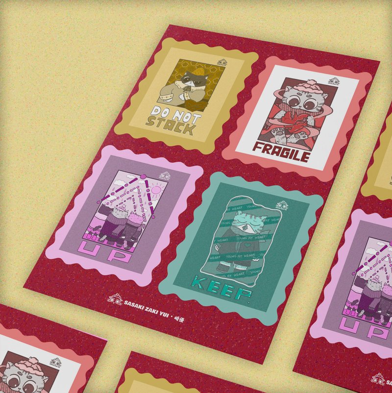 【插画明信片/卡片】心灵邮票(异色版) - 卡片/明信片 - 纸 红色