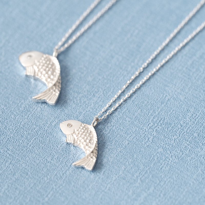 2件组）鲷鱼对项链 925银 - 项链 - 其他金属 银色