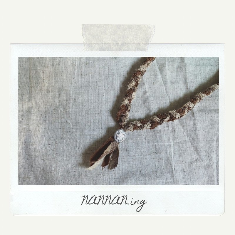 手作 编织 布项链 土色系 日系 中性街头古着风穿搭 - 项链 - 棉．麻 咖啡色