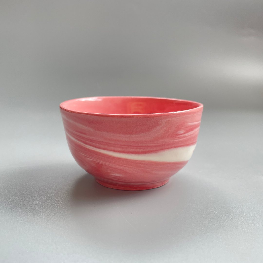 @studio_florero 粉色绞胎小碗 | 握杯 | 汤吞み - 茶具/茶杯 - 陶 粉红色