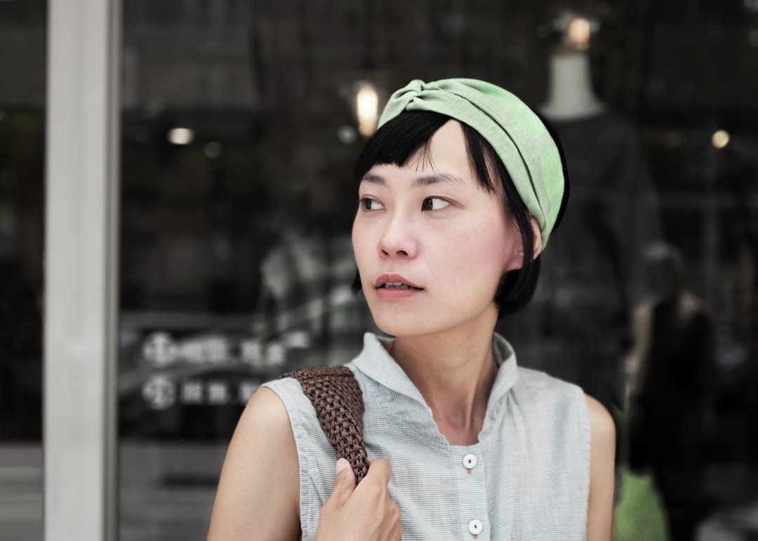 陨石系 湖水绿 不对称亚麻发带 手工印染 - 发饰 - 棉 绿色