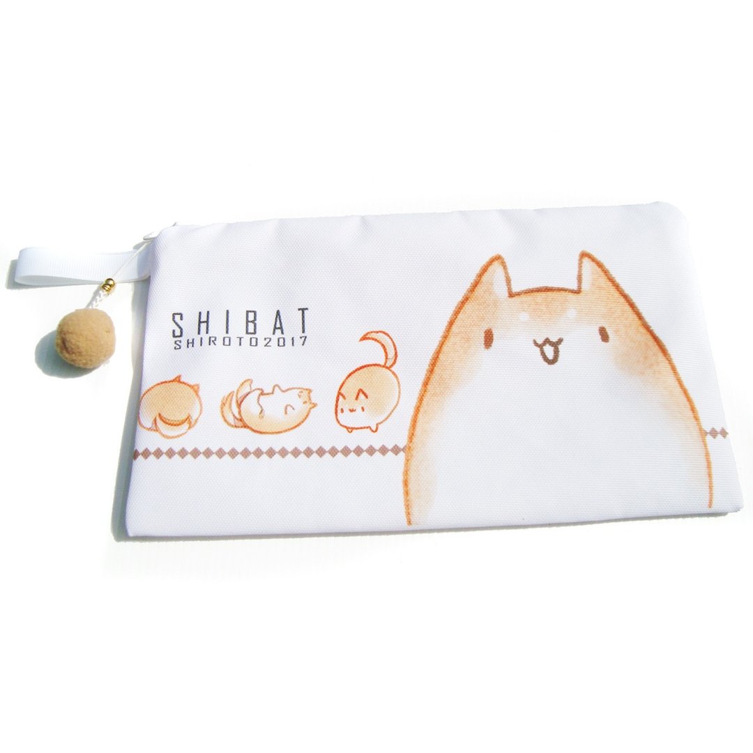 万用笔袋─小柴猫 - 零钱包 - 棉 卡其色
