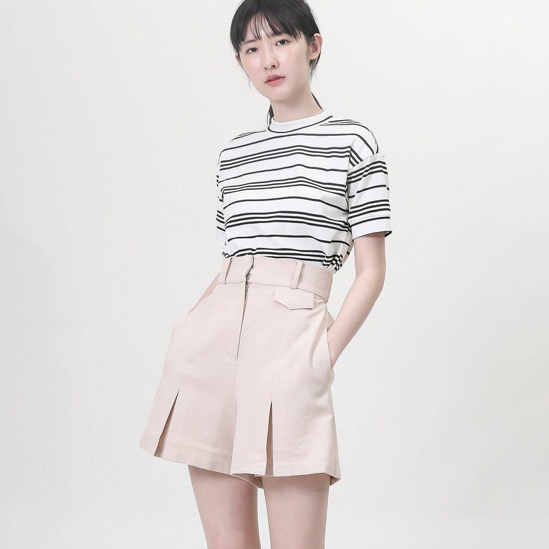 Float_漂浮合褶短裤_9SF204_裸肤 - 女装短裤 - 棉．麻 粉红色