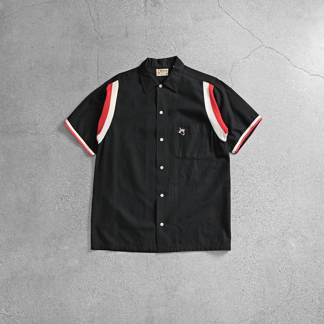 60s Hilton Bowling Shirts 保龄球衫 / 夏威夷衬衫、古巴衬衫 - 男装衬衫 - 棉 黑色