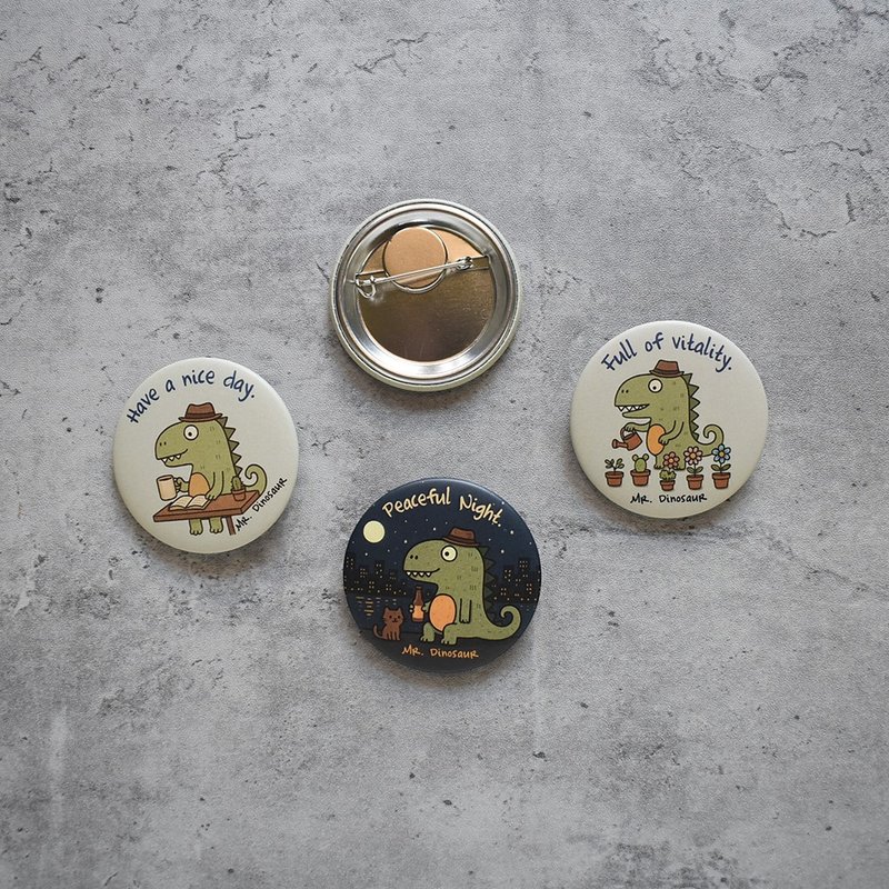 【桐鹿】恐龙先生 胸章磁铁 - 徽章/别针 - 其他金属 卡其色