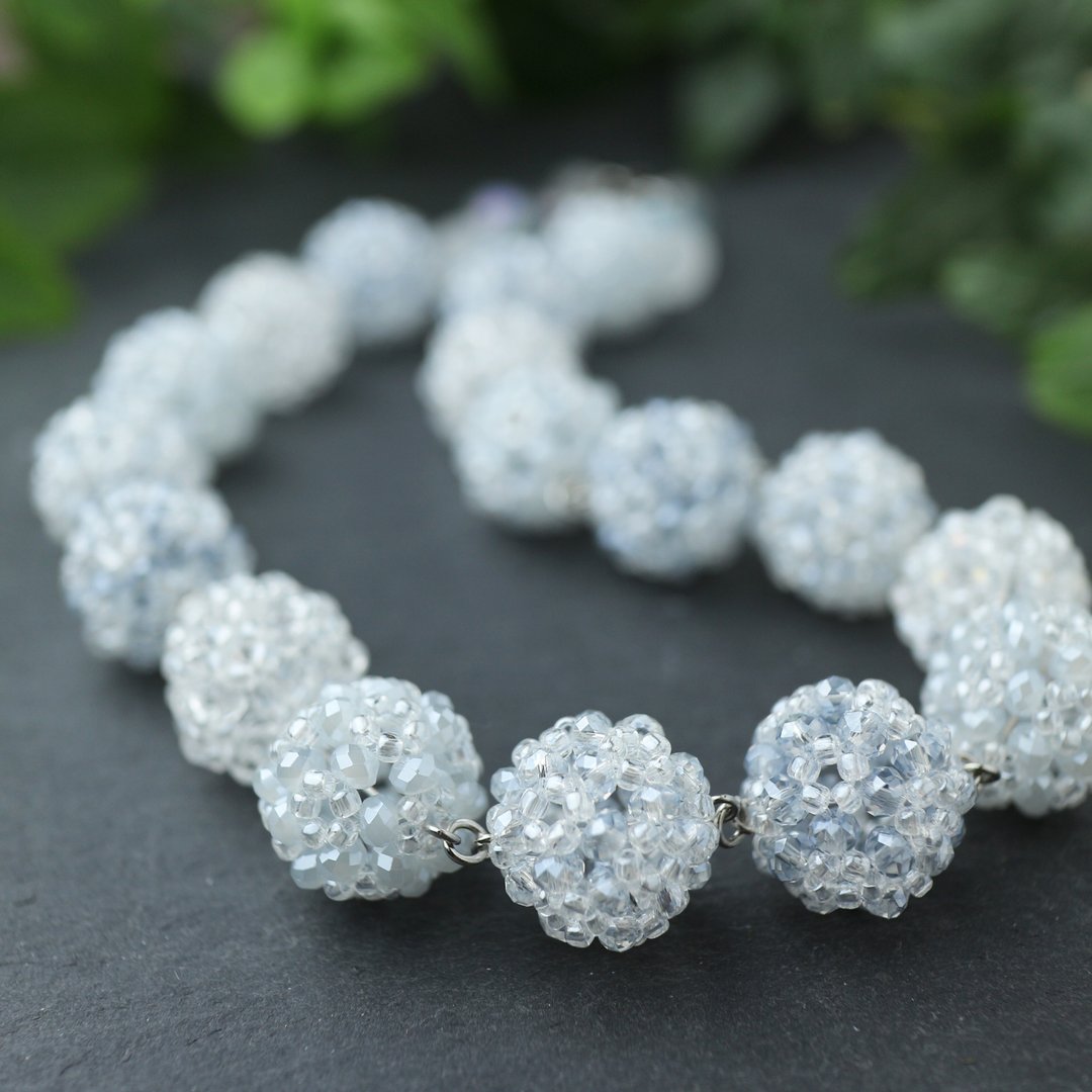 Beaded Balls Necklace (Blue) / Beaded Balls Necklace Blue - 项链 - 其他材质 蓝色