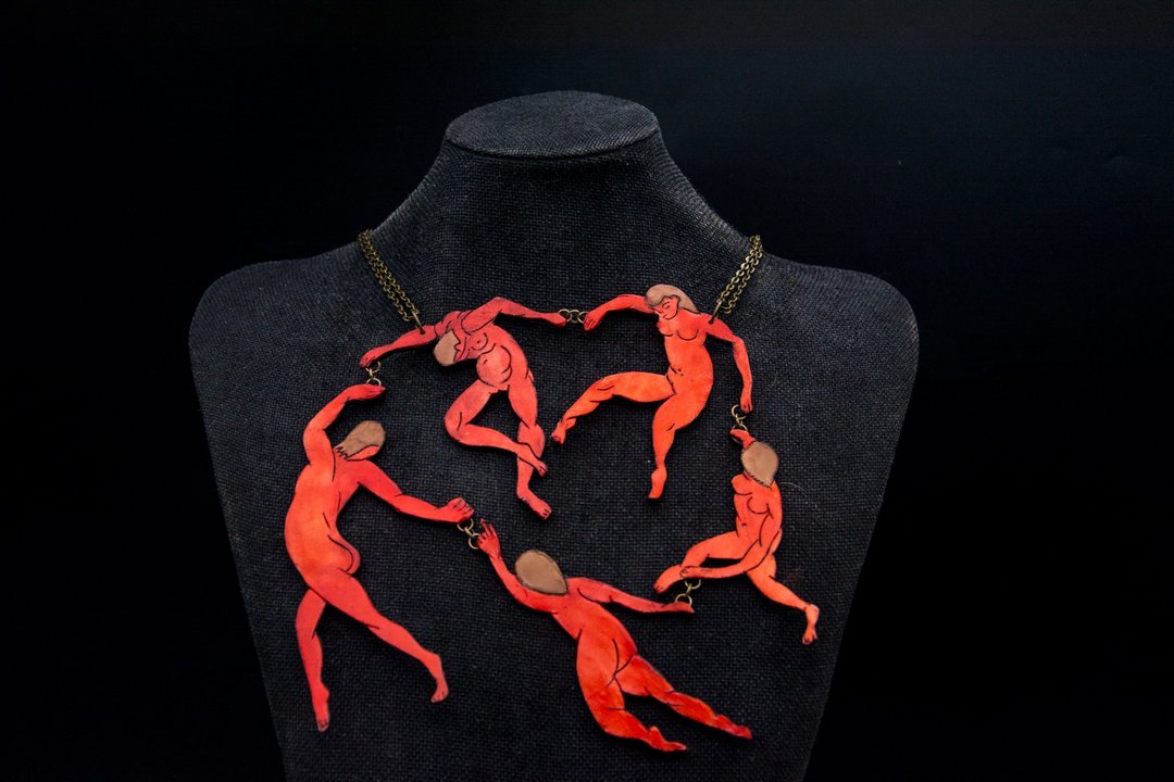 Matisse polymer clay statement necklace contemporary jewelry - 项链 - 塑料 红色