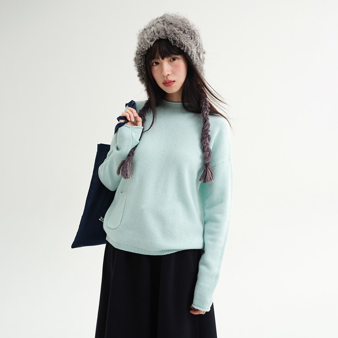 半高领卷边毛衣|针织衫|冬款|Sora-2037 - 女装针织衫/毛衣 - 羊毛 