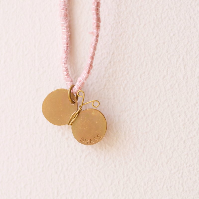 てふてふ 蚕丝细绳坠饰 预购制 绳子颜色可从16色中挑选 - 项链 - 铜/黄铜 金色