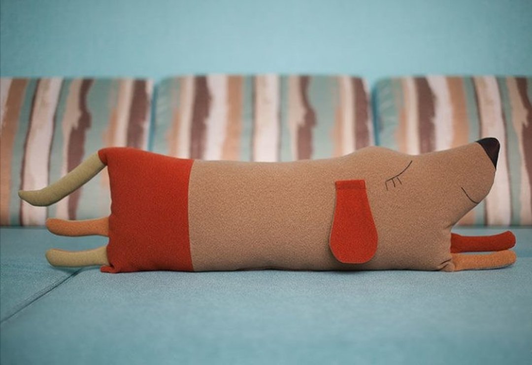 DIY Sleeping Dog Pillow, Puppy Pillow PDF, PDF Materials, Nursery Decor. - 编织/刺绣/羊毛毡/裁缝 - 棉 多色