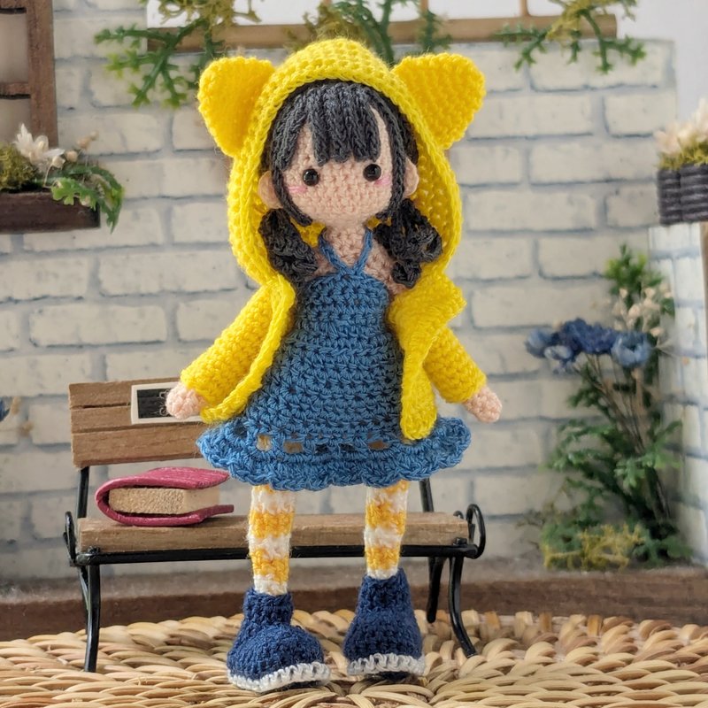 钩针娃娃/ amigurumi /钥匙链/黄猫夹克/玩偶【接单订制】 - 玩偶/公仔 - 聚酯纤维 黄色