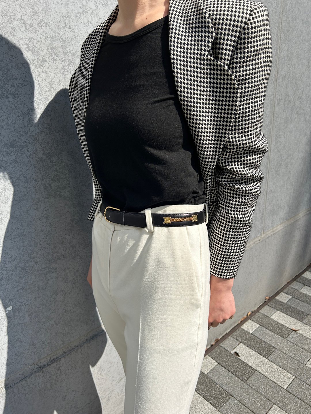 【VintageShop solo 日本直送中古包专卖店】CELINE 经典款黑色皮质 TRIOMPHE 帆布腰带 复古 绝版 经典老赛琳 uw4euk - 皮带/腰带 - 真皮 黑色