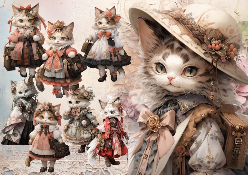 ANTIQUE CAT 2 贴纸组 - 贴纸 - 纸 