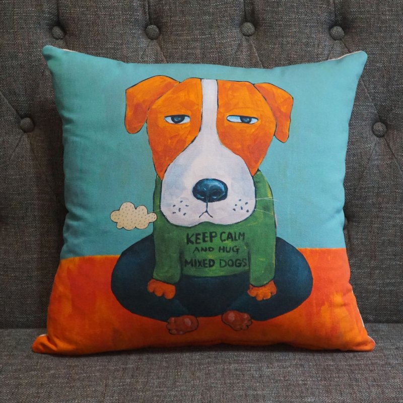 浪浪抱枕 X 静坐系列 * KEEP CALM and HUG MIXED DOGS - 枕头/抱枕 - 棉．麻 