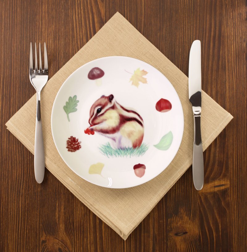 鼠鼠的大餐8寸骨瓷盘 - 浅碟/小碟子 - 瓷 白色