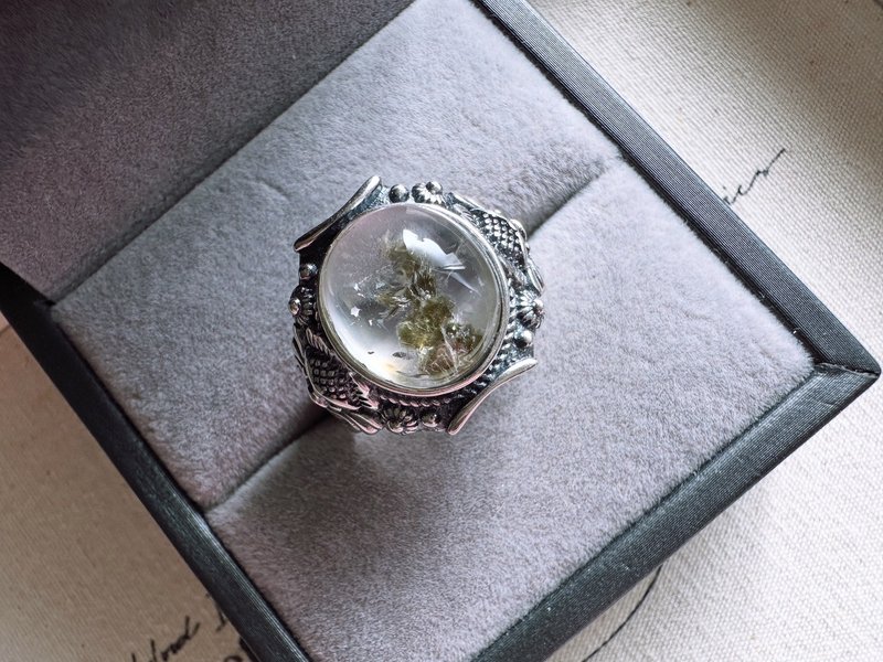 绿碧玺花-爆彩异象水晶银戒-s 925银 - 戒指 - 水晶 