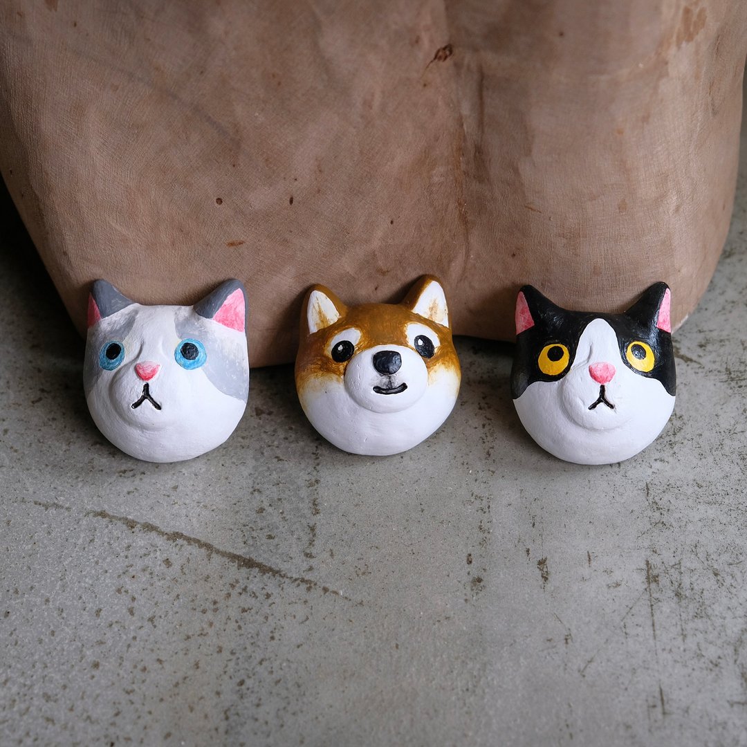 【定制化礼物】犬猫 胸针/磁铁 - 胸针 - 其他材质 