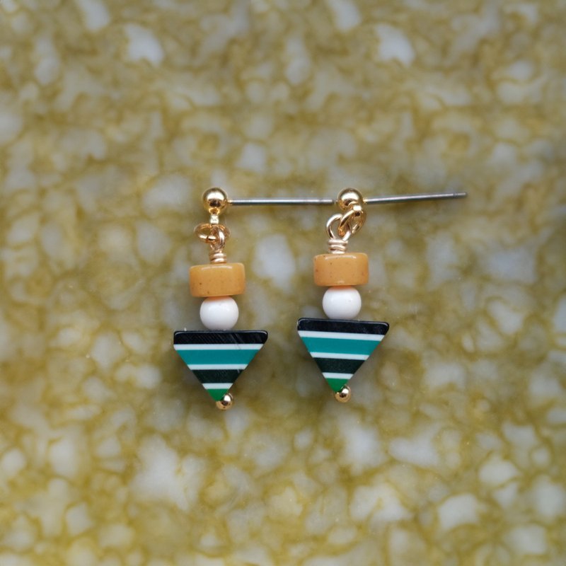 关东煮耳环 - 黄绿 耳针/耳夹 - 耳环/耳夹 - 玻璃 多色