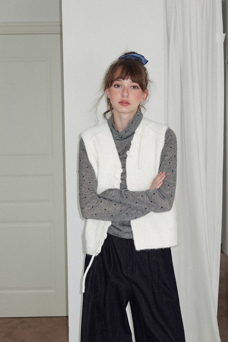 清晨云雾 / 颗粒感手工穿绳背心 / 绵羊毛 - 女装背心 - 其他材质 多色