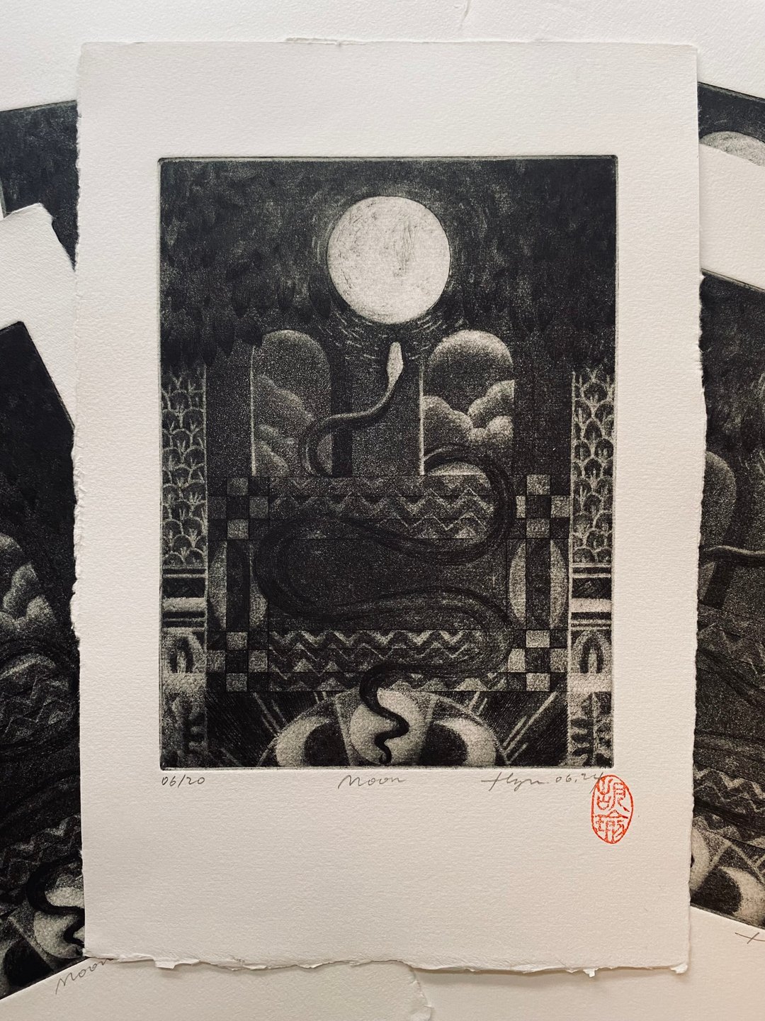 凹版限量版画 - Moon - 海报/装饰画/版画 - 纸 黑色