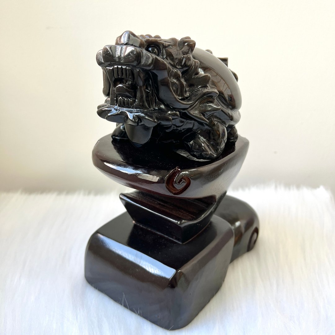 银曜石龙龟 | 水晶 | 水晶龙龟 | 水晶摆件 - 摆饰 - 水晶 黑色