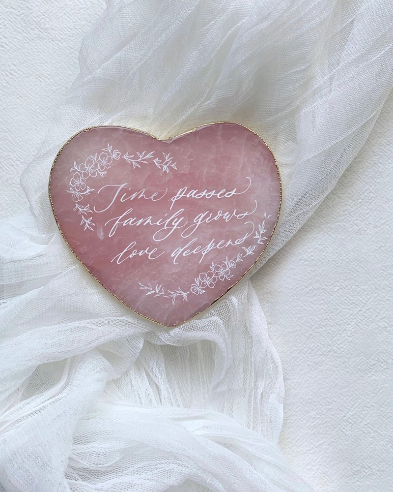 手写英文书法心形粉晶石 - 摆饰 - 宝石 粉红色