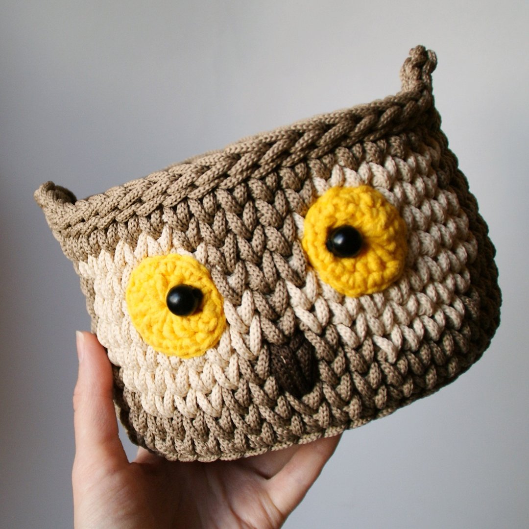 Owl basket for Baby room decor, storage and organization - - 置物架/篮子 - 聚酯纤维 咖啡色
