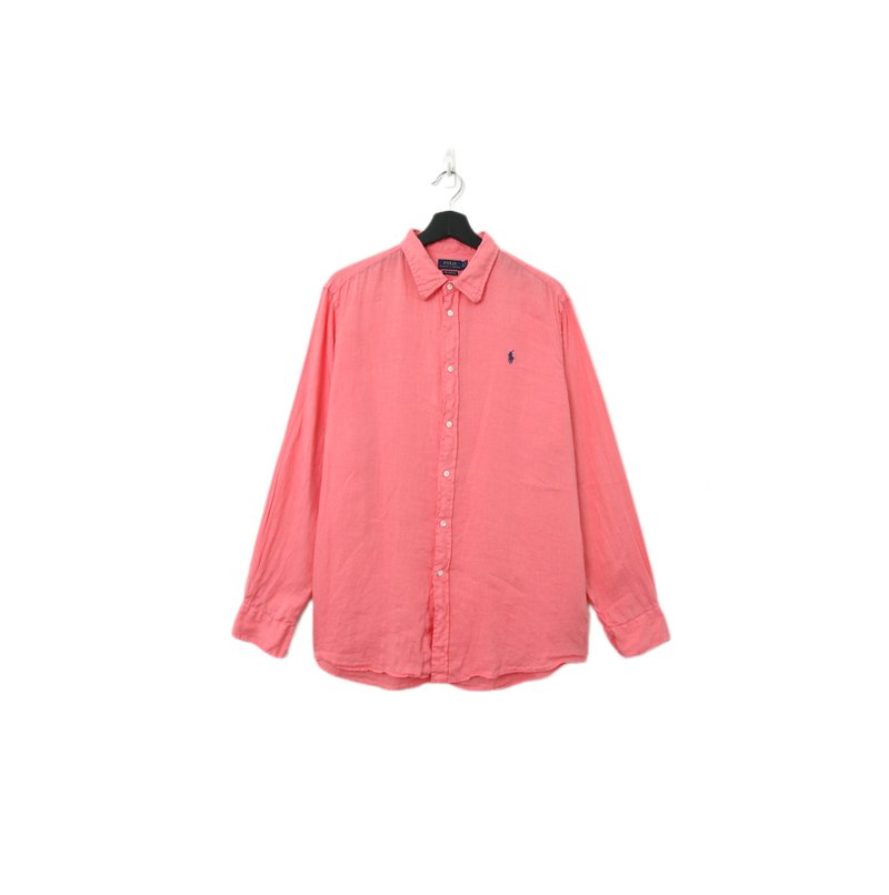 Back to Green-品牌衬衫 Polo桃红撞色logo LP-10//vintage shirt - 男装衬衫 - 棉．麻 