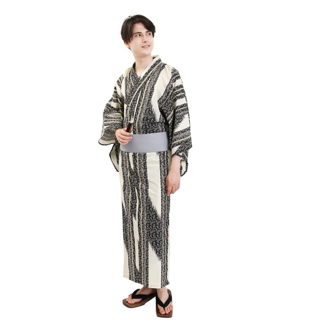 日本 和服 男士 绵 浴衣 腰封 2 件 套组  S M L Z32-03B - 其他 - 棉 蓝色