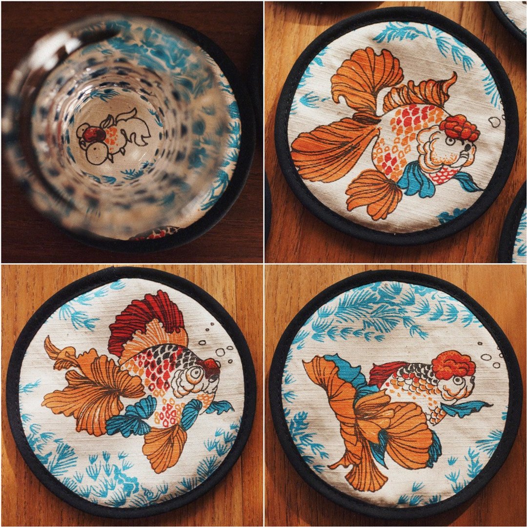 彩色鳳凰 方圓設計 限量手工制作 隔熱布墊 雙面用棉餐墊 - 厨房用具 - 棉 红色