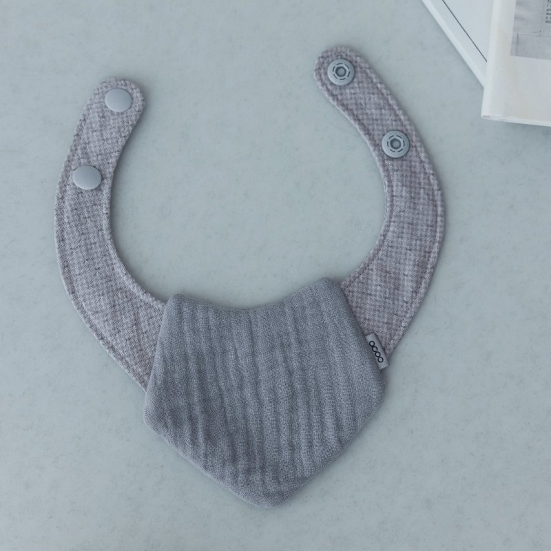 Cocuu Bib 纹理围兜 -冷调灰紫 - 围嘴/口水巾 - 棉．麻 银色