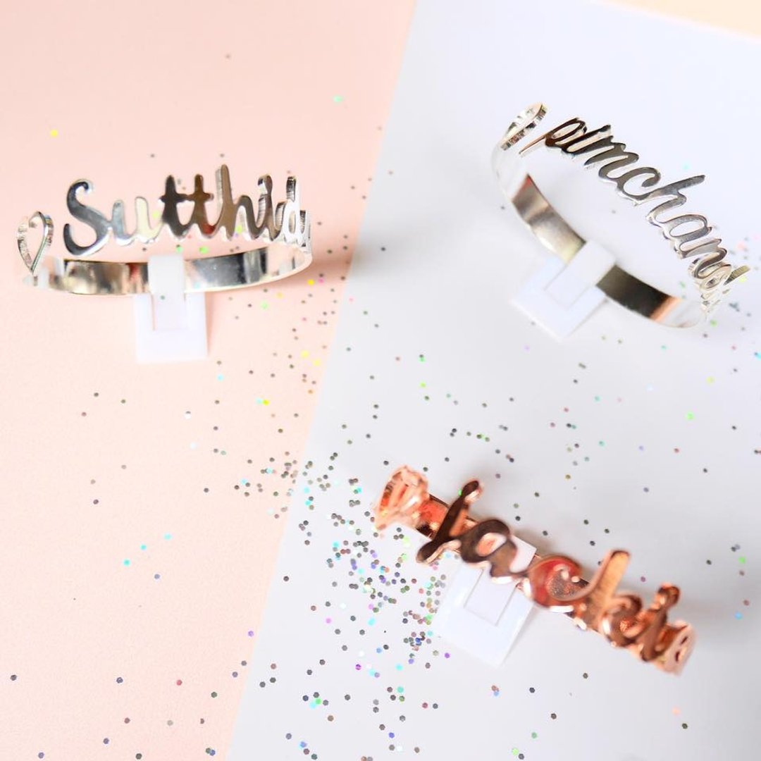 glorygrove twist alphabet bangle - 手链/手环 - 其他金属 粉红色