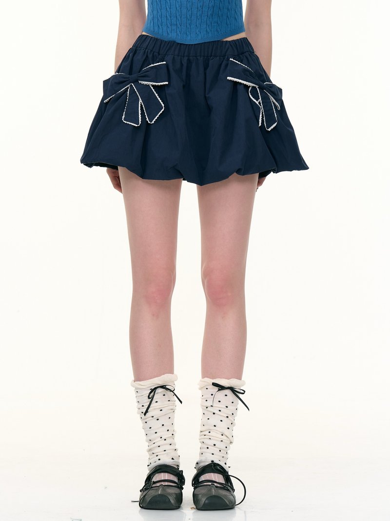 ziziFei新款设计感美式复古高腰显瘦蝴蝶结松紧腰a字花苞半身裙女 - 裙子 - 其他材质 