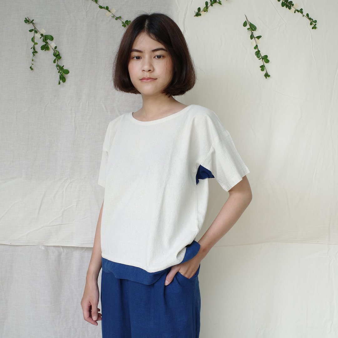 Almost plain shirt / dark indigo - 女装 T 恤 - 棉 蓝色