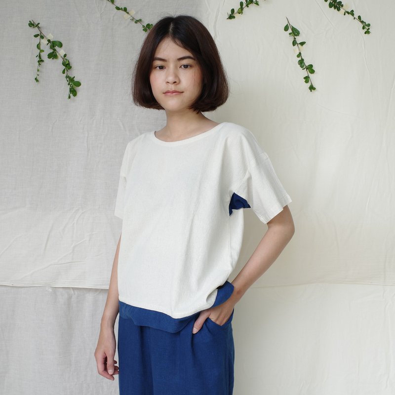 Almost plain shirt / dark indigo - 女装 T 恤 - 棉．麻 蓝色