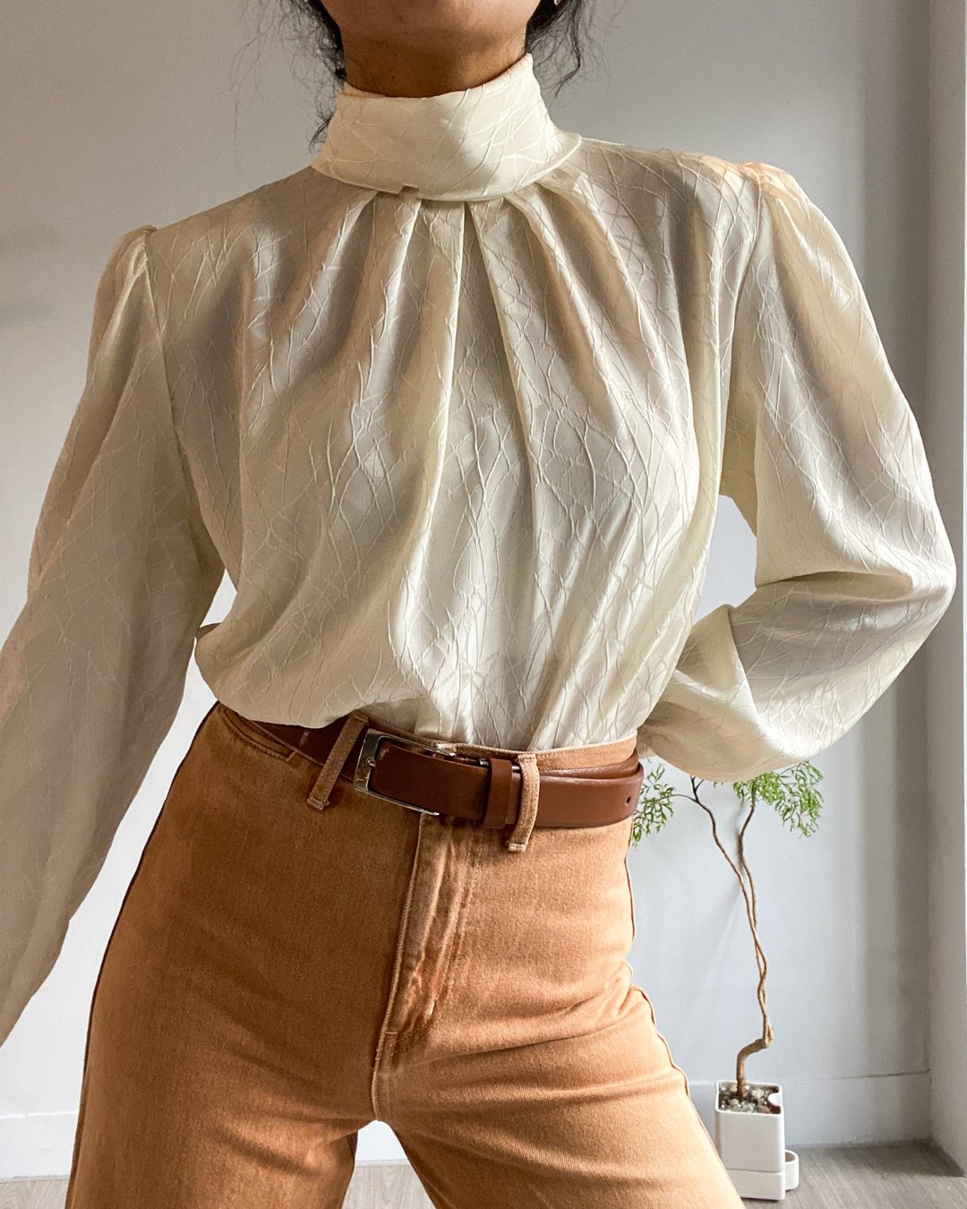deb vintage wear 树纹背后扣衬衫 - 女装衬衫 - 其他材质 白色