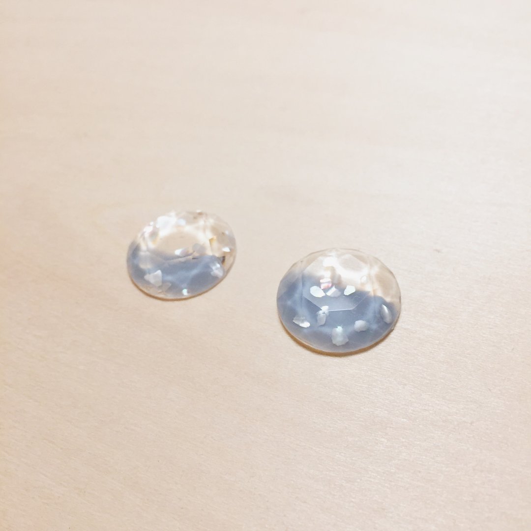 复古蓝海浪碎贝壳耳环 - 耳环/耳夹 - 树脂 蓝色