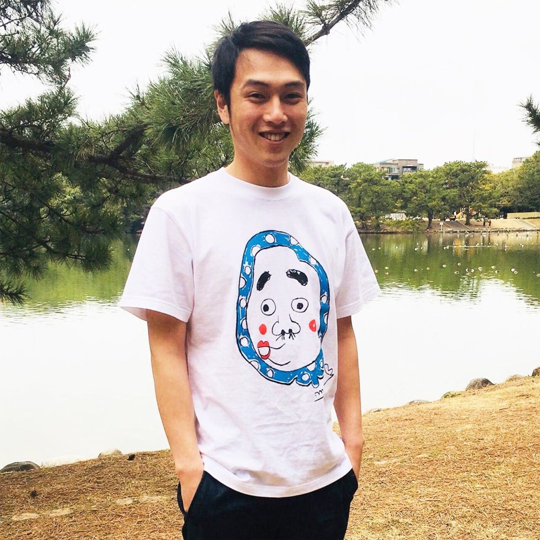 Hyottoko Men's T-shirt - 男装上衣/T 恤 - 棉 白色