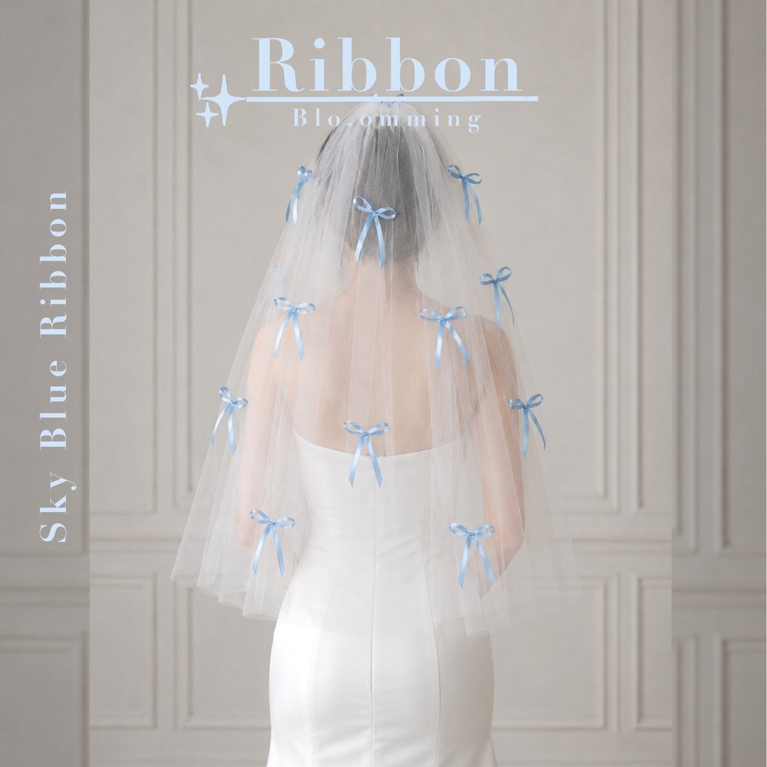 Blue Ribbon Veil : Wedding bridal veil - 发饰 - 绣线 
