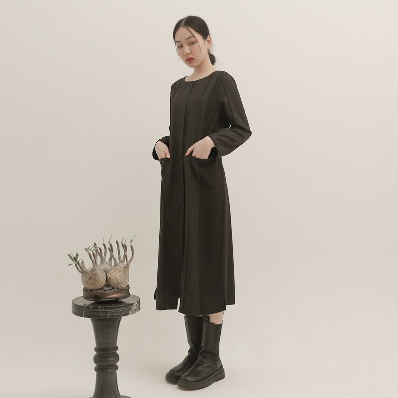 【经典原创】Silence_屏息立体剪接洋装_CLD512_黑 - 洋装/连衣裙 - 棉．麻 黑色